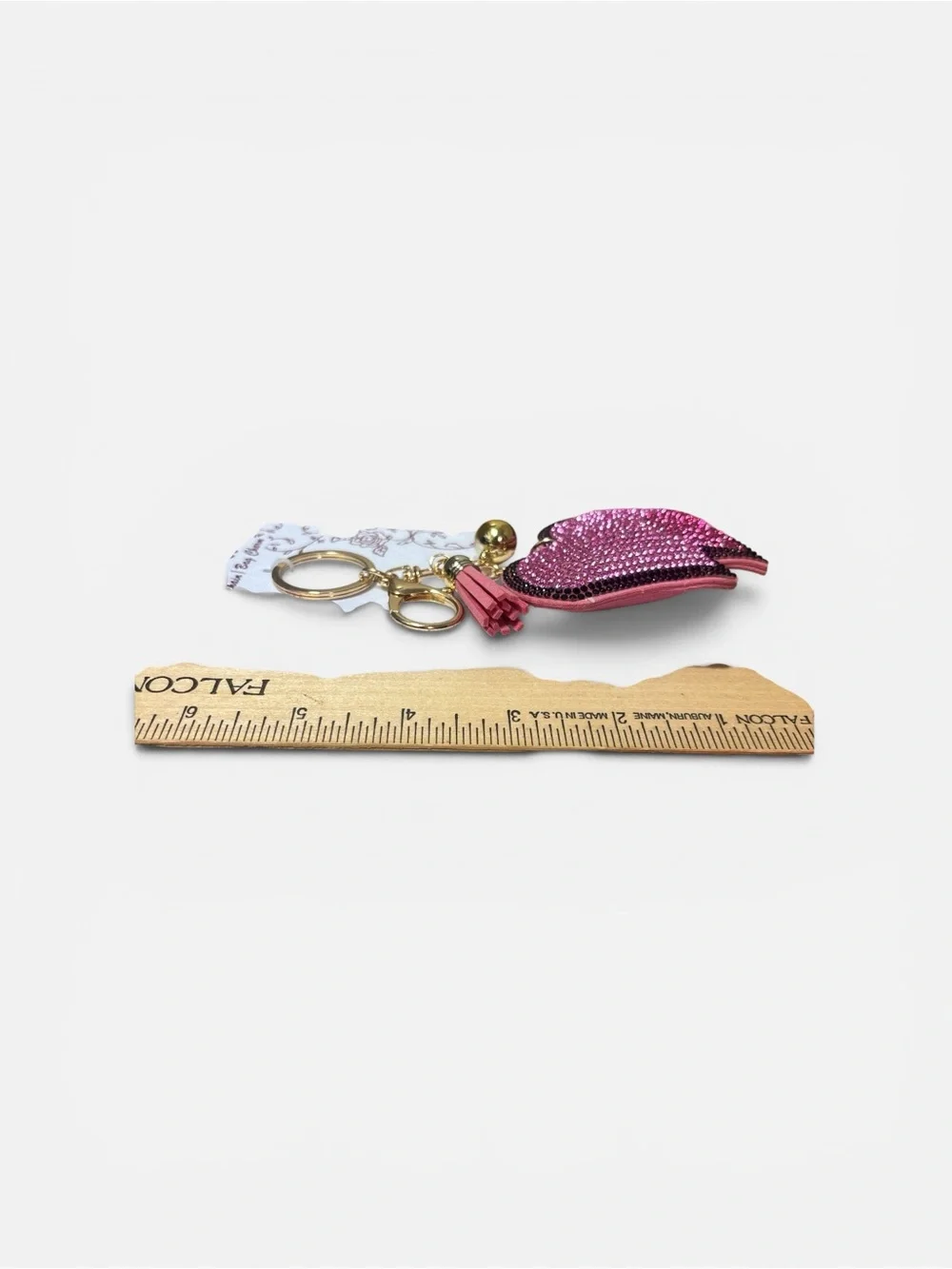 Pink Sparkle Heart Keychain Bag Charm - Ella
